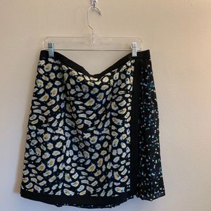 JCrew Navy A Line Faux Wrap Skirt Pleated Back